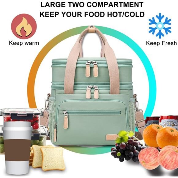 Weitars Insulated Lunch Box for Women Men-Dual Compartment Waterproof Reusable - Picture 7 of 8